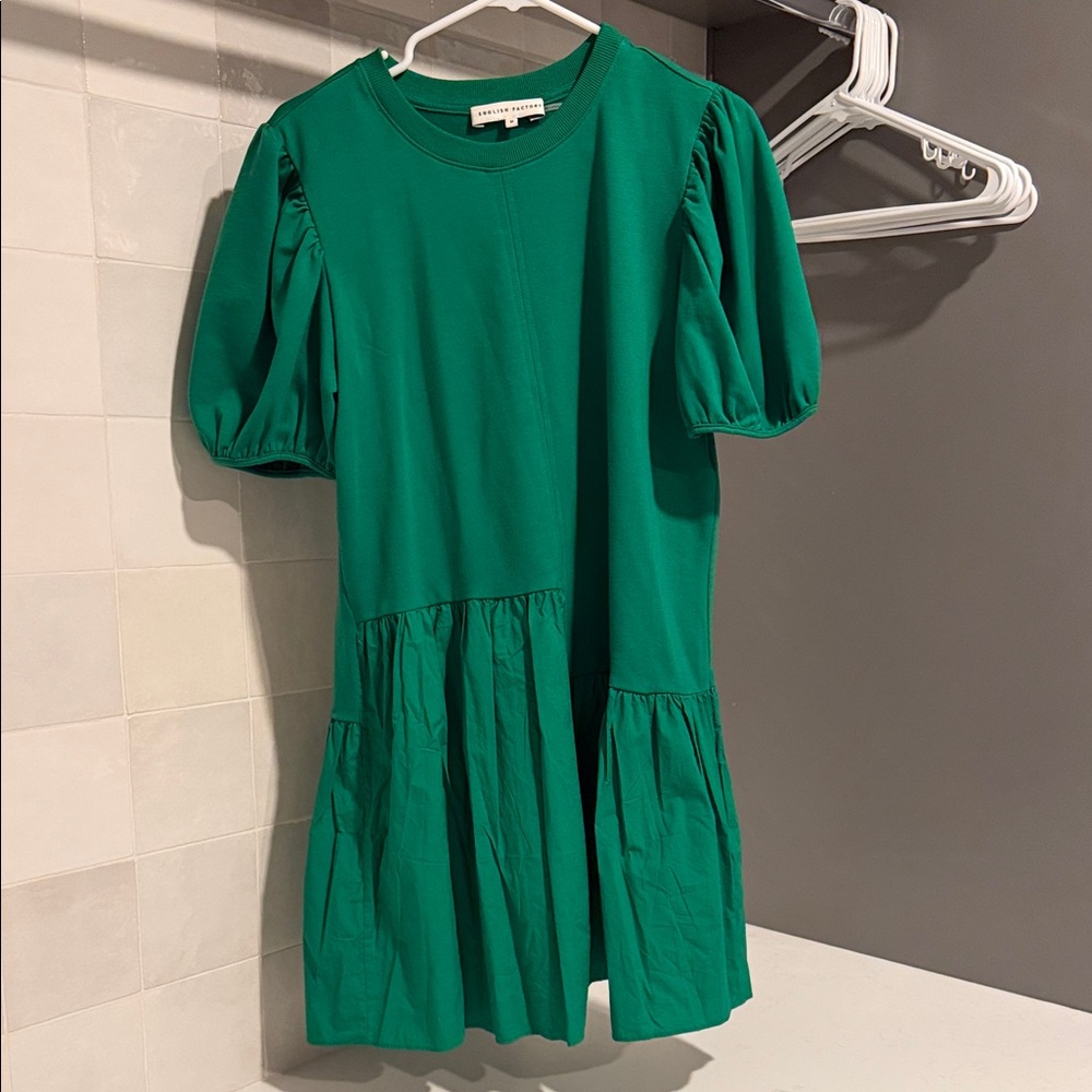 English Factory Green Puff Sleeve Dress